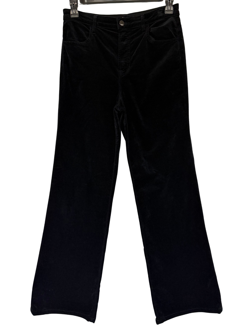 J Brand Joan High Rise Wide Leg Black Velvet Pants 29 Trouser Jeans Holiday 70s
